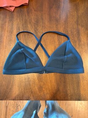 Hollister Navy Ribbed Triangle Bikini Top
